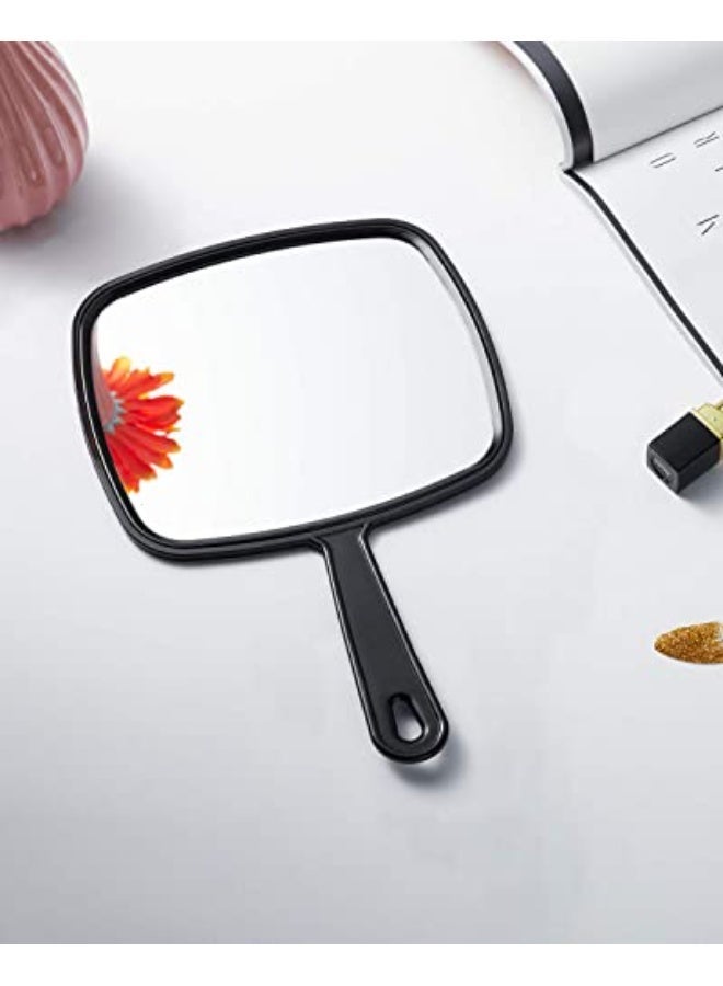 CLENEA Hand Held Makeup Mirror, Hand Mirror, Portable Makeup Mirror, Non Slip Handle, Durable, Not Fragile, Easy to Carry, Suitable for Travel, Home, Salon, Etc, 3 Pieces, Black, Red, Blue, 3 Colors - Image 2